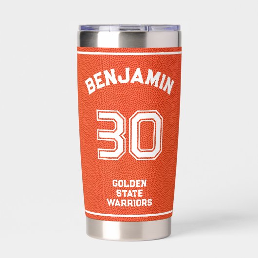 Op maat gemaakte basketbal gestructureerde oranje geïsoleerde drinkbeker (Voorkant)