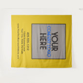 Op maat gemaakte bedrijfsbeurs logo geel achtergro wandkleed (Voorkant (horizontaal))