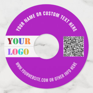 Op maat gemaakte bedrijfslogo en QR-code wijnglast Wijnglaslabel