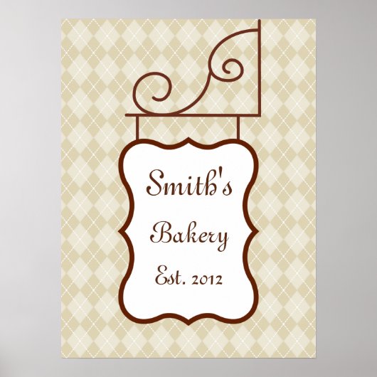 Op maat gemaakte beige argyle bordprint poster (Voorkant)