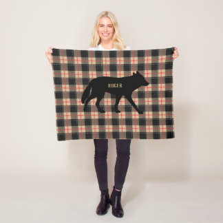 Op maat gemaakte beige buffelruit wild coyote-hond fleece deken