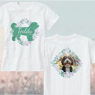 Op maat gemaakte Bernedoodle-foto naam groene silh T-shirt