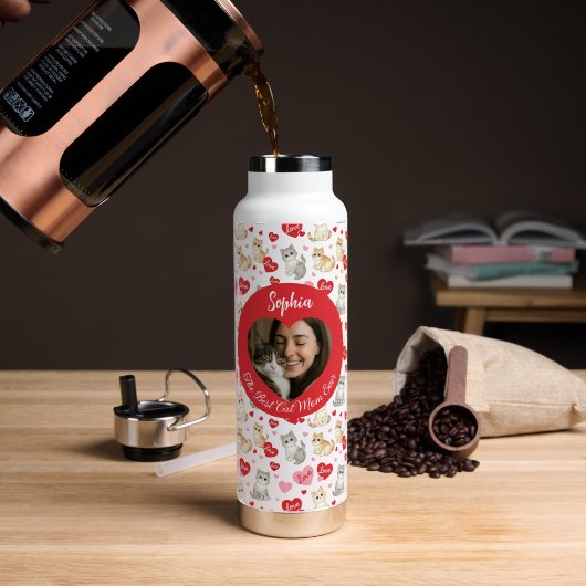 Op maat gemaakte "Beste kattenmoeder ooit" hartfot Waterfles (Koffie (Gedraaid) )