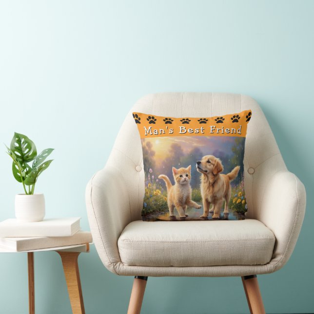 Op maat gemaakte beste vriend van de man hond & ka kussen (Stoel)