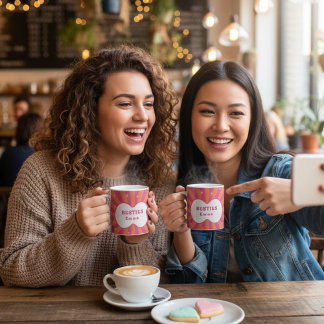 Op maat gemaakte "Besties" Sunburst Kussen – Em Koffiemok