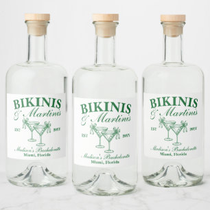 Op maat gemaakte bikinibroekjes en martini's vrijg likeurfles etiket
