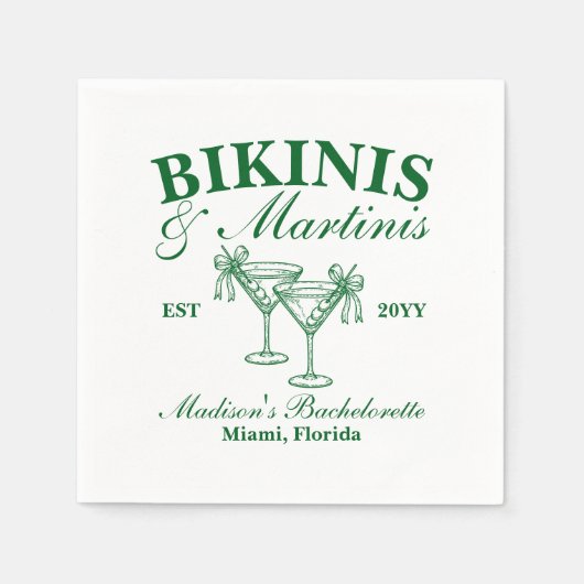 Op maat gemaakte bikinibroekjes en martini's vrijg servet (Voorkant)