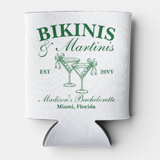 Op maat gemaakte Bikinis en Martinis Afscheidspart Blikjeskoeler (Voorkant)