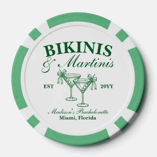 Op maat gemaakte Bikinis en Martinis Afscheidspart Poker Chips (Achterkant)