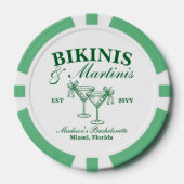 Op maat gemaakte Bikinis en Martinis Afscheidspart Poker Chips (Voorkant)