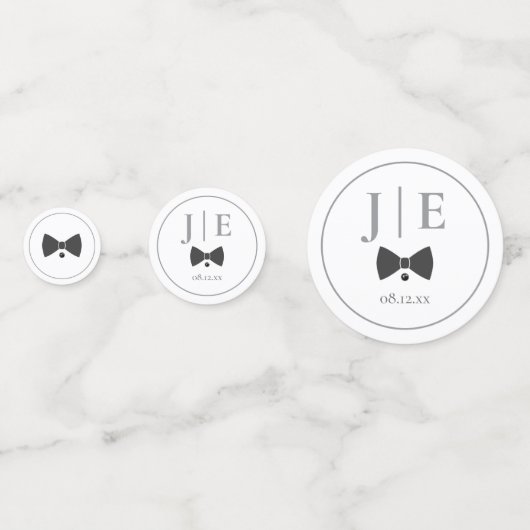 Op maat gemaakte Black Bow Stropdas bruiloft ID109 Confetti (Voorkanten)