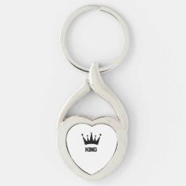 Op maat gemaakte Black Crown King Text Twisted Hea Sleutelhanger