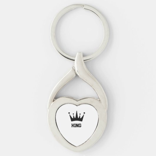 Op maat gemaakte Black Crown King Text Twisted Hea Sleutelhanger (Voorkant)