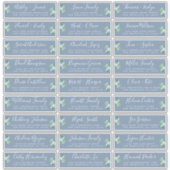 Op maat gemaakte blauwe adreslabels voor trouwgast sticker (Voorkant)