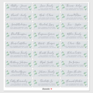 Op maat gemaakte blauwe adreslabels voor trouwgast sticker