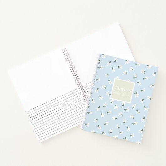 Op maat gemaakte blauwe bloemige notitieboek (Binnen)