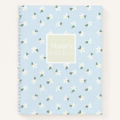 Op maat gemaakte blauwe bloemige notitieboek (Voorkant)