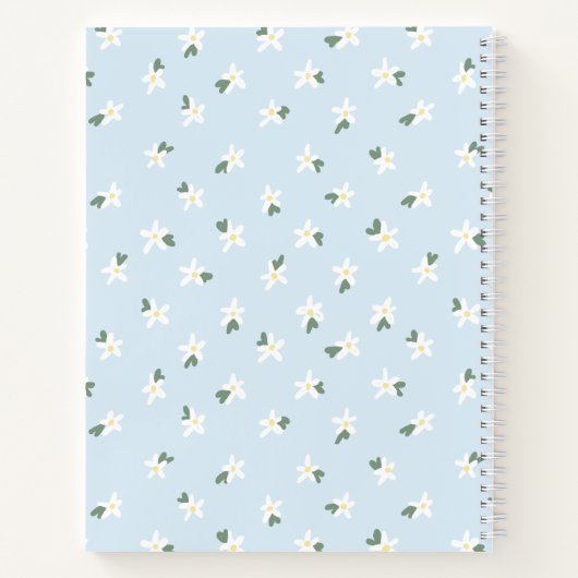 Op maat gemaakte blauwe bloemige notitieboek (Achterkant)