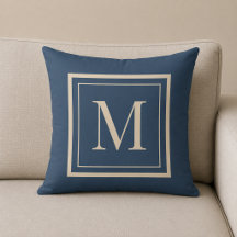 Op maat gemaakte blauwe en vanille omrande monogra