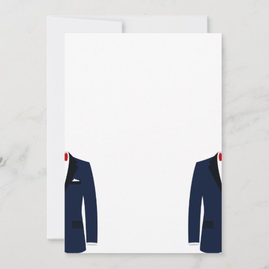 Op maat gemaakte blauwe en witte gay trouwuitnodig kaart (Achterkant)