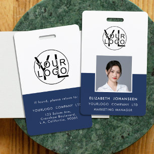 Op maat gemaakte blauwe en witte personeelsidentif badge