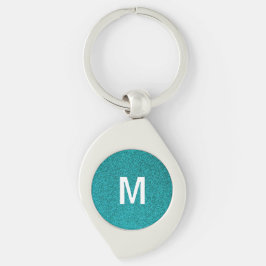 Op maat gemaakte blauwe glinster monogram sleutelhanger