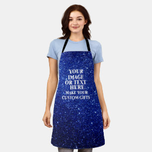 Op maat gemaakte blauwe glitterschort - Gepersonal Schort