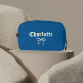 Op maat gemaakte blauwe gothische coquette toilett toilettasje