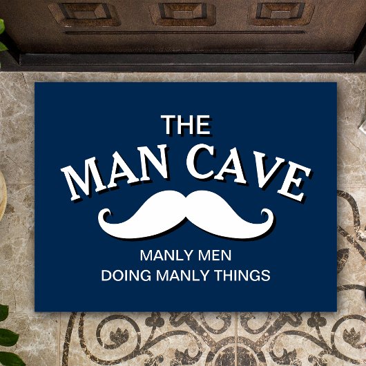 Op maat gemaakte blauwe grappige man cave bord deurmat