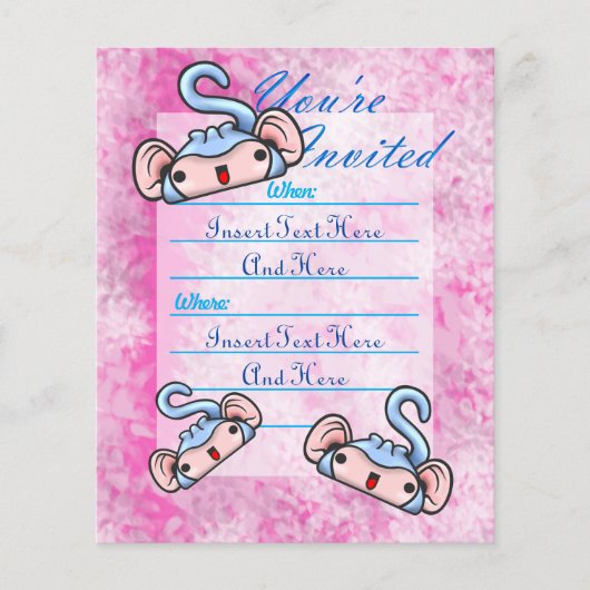 Op maat gemaakte blauwe lachende apen uitnodiging flyer (Voorkant)