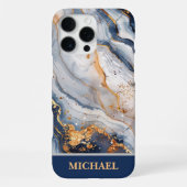 Op maat gemaakte blauwe marmeren telefoonhoes met iPhone hoesje (Achterkant)