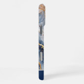 Op maat gemaakte blauwe marmeren telefoonhoes met iPhone hoesje (Rechterkant)