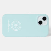 Op maat gemaakte blauwe monogram & naam telefoonho Case-Mate iPhone case (Achterkant (horizontaal))