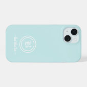 Op maat gemaakte blauwe monogram & naam telefoonho iPhone 15 case (Achterkant horizontaal)