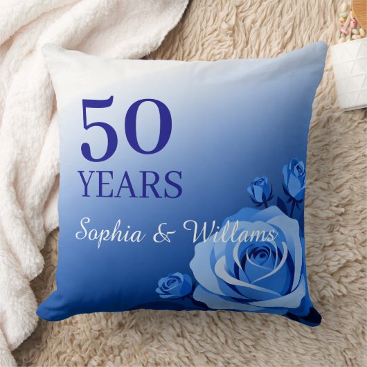 Op maat gemaakte blauwe roos-herdenkingscadeau jar kussen (Deken)