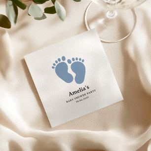 Op maat gemaakte blauwe voet baby shower servetten