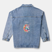 Op maat gemaakte bloem eenhoorn kids denim jas