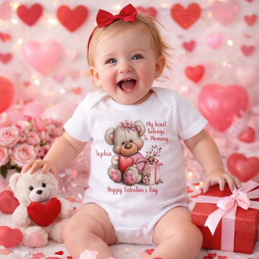 Op maat gemaakte bloem teddybeer baby romper