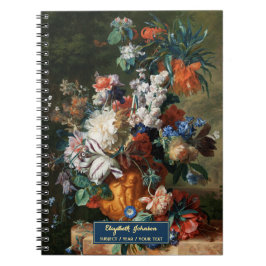 Op maat gemaakte bloemen kunst elegante script gou notitieboek