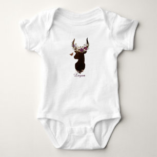 Op maat gemaakte bloemende hert silhouet baby body romper