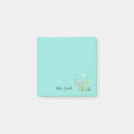 Op maat gemaakte bloemenofficieel Tealblauw Post-it® Notes