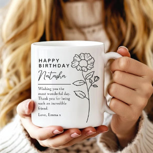 Op maat gemaakte bloemenscript geboortemug cadeau  koffiemok