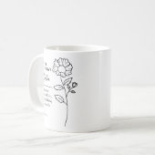 Op maat gemaakte bloemenscript geboortemug cadeau koffiemok (Voorkant links)