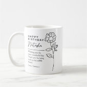 Op maat gemaakte bloemenscript geboortemug cadeau koffiemok (Links)