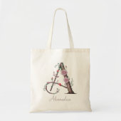 Op maat gemaakte bloemenuitlijning Letter A gepers Tote Bag (Voorkant)