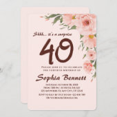 Op maat gemaakte bloemige 40e verjaardagsuitnodigi kaart (Voorkant / Achterkant)