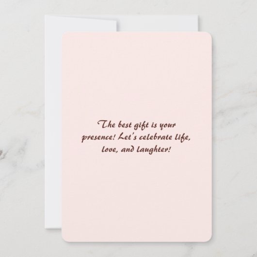 Op maat gemaakte bloemige 40e verjaardagsuitnodigi kaart (Achterkant)