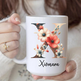 Op maat gemaakte bloemige monogram cadeau voor doc koffiemok