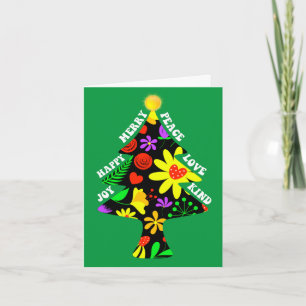 Op Maat Gemaakte Bloemige Retro Kerstboom  Feestdagen Kaart