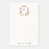 Op maat gemaakte bloemige trouwtop monogram Post-i Post-it® Notes (Voorkant)